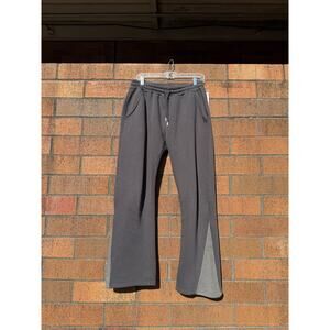BoohooMan Regular Fit Stacked Flare Gusset Joggers Charcoal Grey Sweatpants